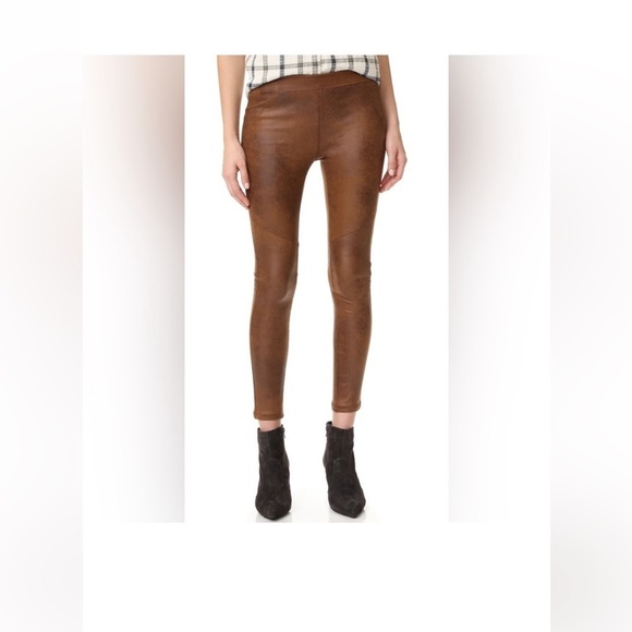 Free People size 25 Never Let Go Brown Faux Leather Leggings Pull-On Stretch - Picture 1 of 10